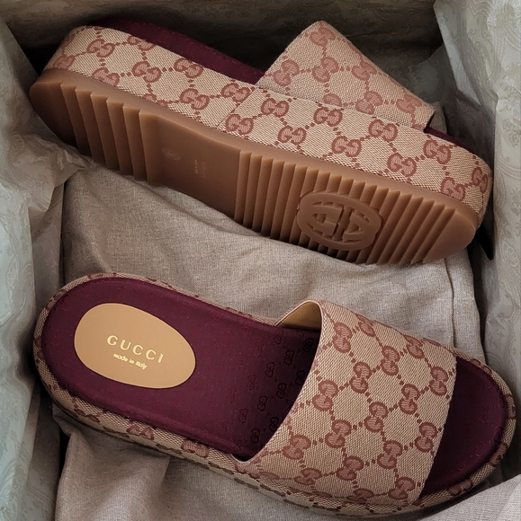 Gucci Shoes - New Auth Gucci Platform GG Sandals 38, sz 8